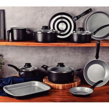 Imagem de Jogo De Panela Tramontina Linz 10 Peças Conjunto De Alumínio Preto Com