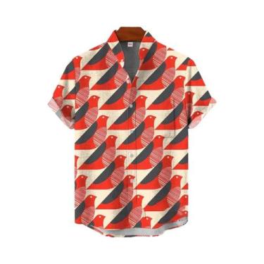 Imagem de Camisa Masculina De Linho De Manga Curta, Estilo Casual E Confortável,