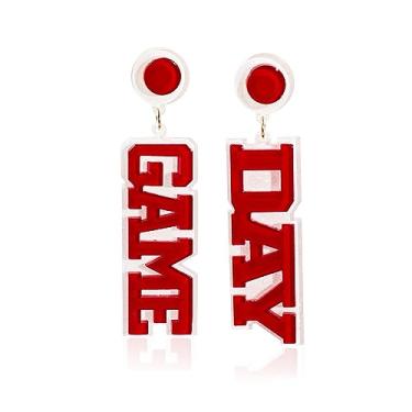 Imagem de Brincos de acrílico colorido para dia de jogo com glitter para amantes de futebol e times esportivos apoiam acessórios, Zinco, Sem pedra preciosa