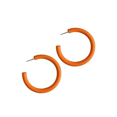 Imagem de Brincos de argola coloridos em forma de C dos anos 80 anos 90 neon fosco geométrico cor doce pingente de gota piercing para mulheres meninas acessório de fantasia festa, Acrílico Resina Metal,