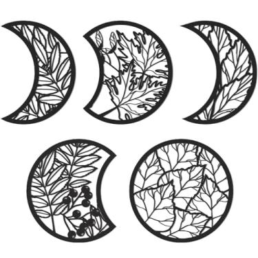 Imagem de Decoração de Parede Phase Art para Casa Artesanato Madeira Pingente Estilo Nórdico Quarto Conjunto 5 Peças