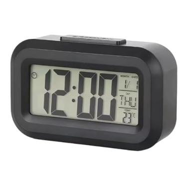 Imagem de Relógio De Mesa Portátil Digital Despertador Brilha Escuro Pequeno Tamanho(PRETO)