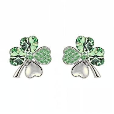 Imagem de Brincos femininos do Dia de São Patrício | Brincos de cristal de trevo irlandês | Joias irlandesas - Presente adorável