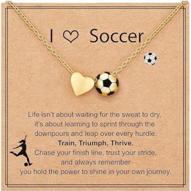 Imagem de Colar de bola de coração para mulheres, pingente de cobre, joias, basquete, vôlei, futebol, rúgbi/softball, one size, Metal, Sem Pedra Preciosa