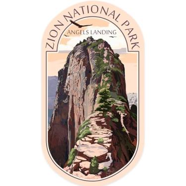 Imagem de Lantern Press Adesivo Zion National Park, Utah, Angels Landing and Condors, vinil cortado (decalque impermeável para carros, garrafas de água, laptops, refrigeradores), pequeno