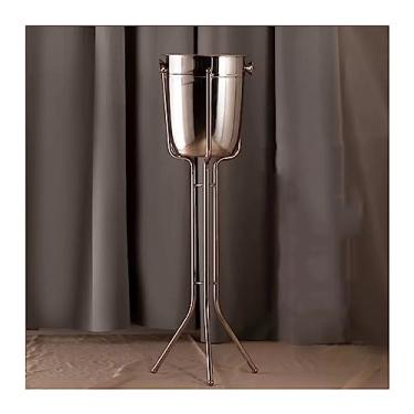 Imagem de Balde de gelo de parede dupla de aço inoxidável com suporte triangular, refrigerador de vinho, baldes de gelo para festas, festivais, bar, uso externo ou interno, altura 81,8 cm, balde de champanhe e