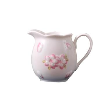 Imagem de Jarro criativo Sakura para café e leite, pote de cerâmica para molho com alça, jarro de leite (branco)