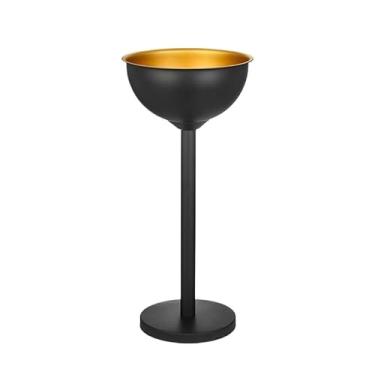 Imagem de Recipiente de gelo grande capacidade aço inoxidável parede dupla balde de gelo vertical champanhe recipiente vinho cerveja champanhe balde (preto)