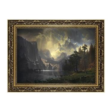 Imagem de Among the Sierra Nevada, California 1868 por Albert Bierstadt Reproduções de pintura a óleo Impressão em tela de arte de parede, imagem de paisagem de montanha emoldurada em ouro, decoração vintage