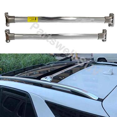 Imagem de YiXi-Partswell 2 peças de rack de teto barras transversais bagageiro de aço inoxidável adequado para Mercedes Benz W164 M ML 2006-2012 - prata