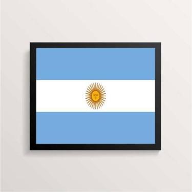 Imagem de Quadro Decorativo Bandeira Argentina 45x34cm - Moldura Preta