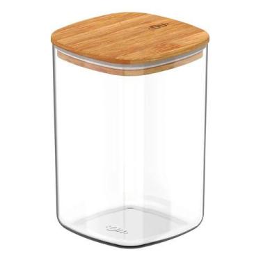 Imagem de Pote Hermético Organizador Mantimentos Tampa De Bambu 1l Ou
