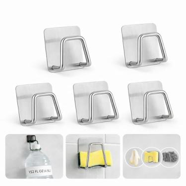 Imagem de WOOFBRITE Pacote com 5 suportes de esponja adesivos para acessórios de pia de cozinha, aço inoxidável SUS304, secagem rápida