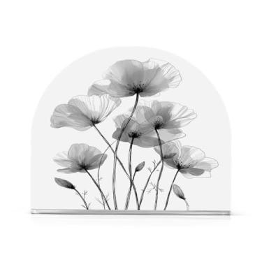 Imagem de Porta-guardanapos de flores padrão branco para mesa dispensador de guardanapo de acrílico para cozinha mesa de jantar primavera decorações de cozinha para festa casa bancada