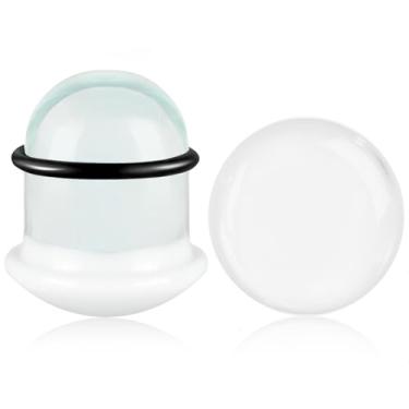 Imagem de WINSENET Kit de alongamento de orelha de vidro, 2 peças, plugues de 8 mm para medidores de orelha com anéis de borracha, kit de alongamento de orelha de vidro alargador de orelha, piercing corporal