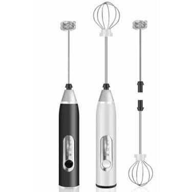 Imagem de Mini Mixer Recarregável Elétrico Portátil, Batedor Misturador Espumador de Bebidas e Ovos, com Acessórios Intercambiáveis