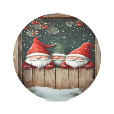 Imagem de STAYTOP Jogo americano redondo de gnomo fofo de Natal 6 peças, tapetes de mesa antiderrapantes fáceis de limpar para decoração de mesa de festa de churrasco em casa