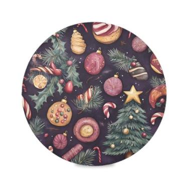 Imagem de STAYTOP Jogo americano redondo de biscoitos de Natal, 6 peças, tapetes de mesa antiderrapantes fáceis de limpar para decoração de mesa de festa de churrasco em casa