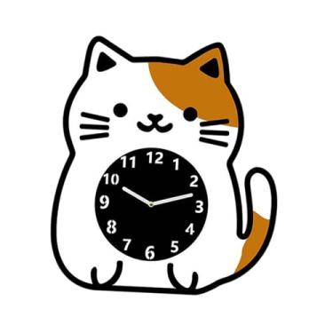 Imagem de Generic Relógio de parede com estampa de gato, silencioso, sem -taque, com numerais arábicos de fácil leitura, relógio decorativo para pendurar na, 20cm