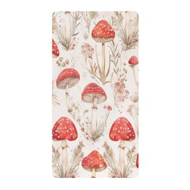 Imagem de Blueangle Lençol de berço padrão para berço infantil - Lençóis de algodão macio e respirável com cogumelos vermelhos (351)