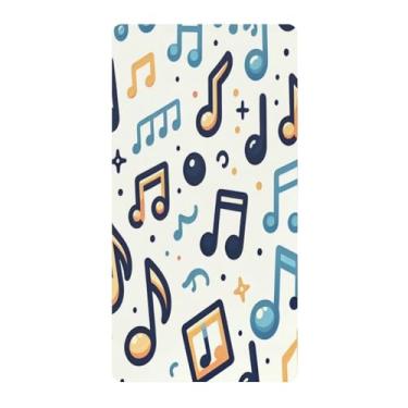 Imagem de Blueangle Lençol de berço padrão para berço infantil - Lençóis de algodão macio e respirável com nota musical (3)