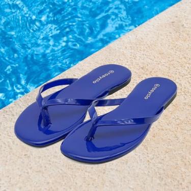 Imagem de Chinelo feminino, sandálias femininas de espuma viscoelástica de verão 2026 - Tendências de couro vegano, leve, macio, confortável, nuvem, chinelos femininos baratos essenciais para a praia, Patente