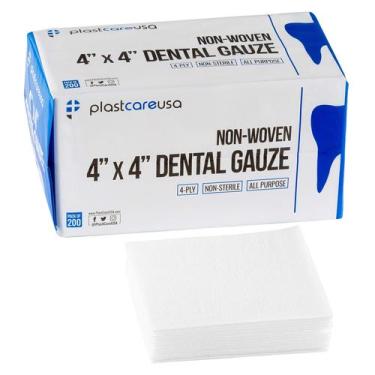 Imagem de Almofadas de gaze PlastCare USA 4x4 de 4 camadas, não tecidas, 200 uni
