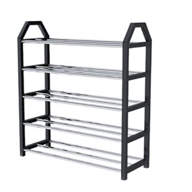 Imagem de Prateleira de sapato, organizador de sapato, grande capacidade, 5 níveis, sapateira, armazenamento para entrada, sala de estar, corredor, quarto, organizador de sapatos, suporte de sapato (cor: preto