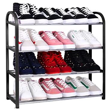 Imagem de Prateleira de sapateira organizadora de sapateira de metal prateleira de armazenamento de sapatos de plástico organizador de sapatos organizador de sapatos para sala de estar, entrada, corredor