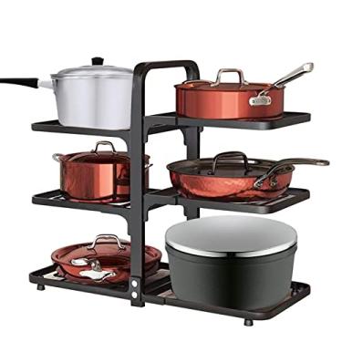 Imagem de YLGTYUIK Suporte organizador de pote de especiarias para armário | Organizador de bancada de cozinha de várias camadas, organizador de bancada de cozinha, bancada de colher ajustável, panelas