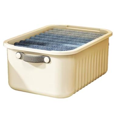Imagem de Caixa de armazenamento de roupas, grande capacidade, plástico durável, economizador de espaço, organizador com tampa para quarto, armário de casa, sob a cama, sala de armazenamento
