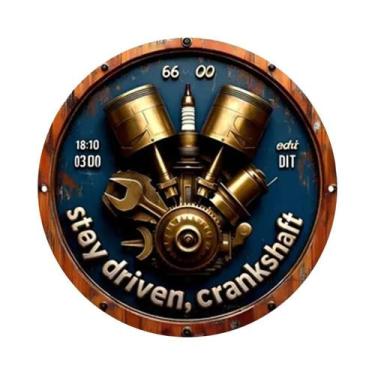 Imagem de Placa De Metal Retro Azul Laranja Com Motor V8, Decoração De Garagem C