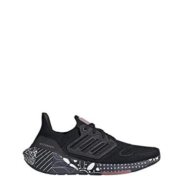 Imagem de adidas Tênis de corrida feminino Ultraboost 22, Núcleo preto/preto e lilás mágico, 6.5