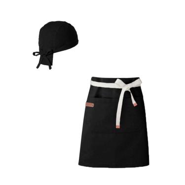 Imagem de Avental Cintura e Bandana Preto Restaurante Bar Bistro