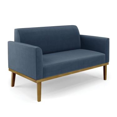 Imagem de Sofá Namoradeira Base De Madeira Fixa Castanho Marisa Suede Azul Marinho D03 - D?rossi