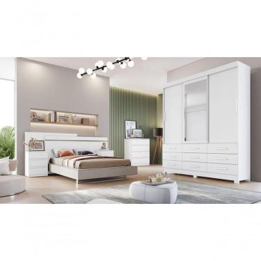 Imagem de Guarda Roupa Solteiro Com Espelho 3 Portas 9 Gavetas Capri-branco Móveis Novo Horizonte