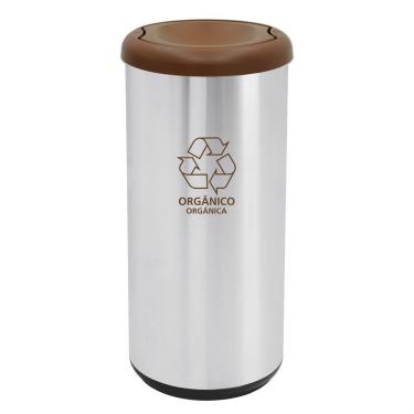 Imagem de Lixeira Inox Tramontina Cápsula Selecta Plus Basculante Com Acabamento Scotch Brite E Tampa Basculante Marrom Em Polipro
