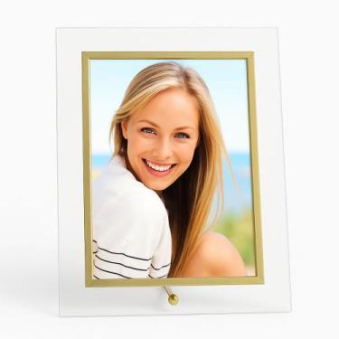 Imagem de Porta Retrato Vidro Filete Dourado Prime Para Fotos 15x20 Vertical  Tu