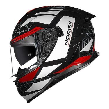 Imagem de Capacete Norisk Strada II Evoque Preto Branco e Vermelho-Masculino
