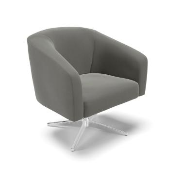 Imagem de Poltrona Decorativa Giratória Cromada Stella Suede Grafite D03 - D'Rossi