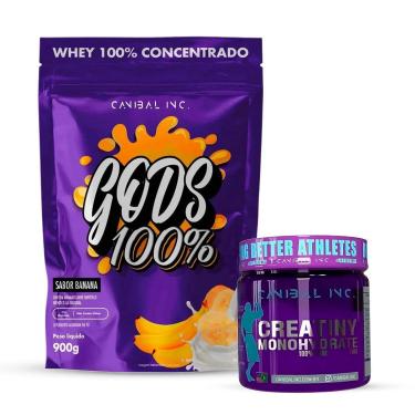 Imagem de Gods Whey 100% 900g Refil e Creatina 150g pura Canibal Inc-Unissex
