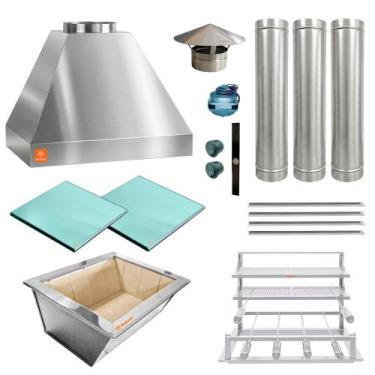 Imagem de Kit Churrasqueira Gourmet Completa Inox Pequena Makeer Braseiro Cookto