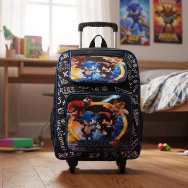 Imagem de Mochila Escolar Carrinho Menina e Menino Personagens Grande Cor:Sonic 