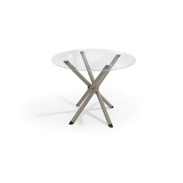 Imagem de Mesa De Sala Jantar Volga C/ Tampo De Vidro Redondo 95cm Niquel - Kappesberg