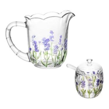 Imagem de Açucareiro Lavanda Com Colher Conjunto Jarra Cristal 1,5L - Lyor
