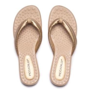 Imagem de Chinelo Feminino Piccadilly Anabela Metalizado Dourado-Feminino