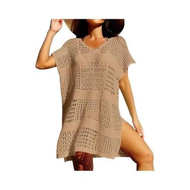 Imagem de Saída De Praia Feminina Com Decote V Vazado, Solta, Casual De Verão, C