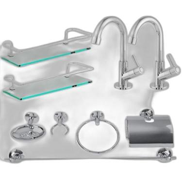 Imagem de Combo Banheiro / 2 Torneiras 123 + 2 Porta Shampoo Reto + 1 - Minha Ca