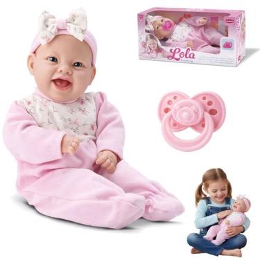 Imagem de Boneca Lola Chupeta Grande Bebe Menina Rosa Roupa Brinquedo - BAMBOLA