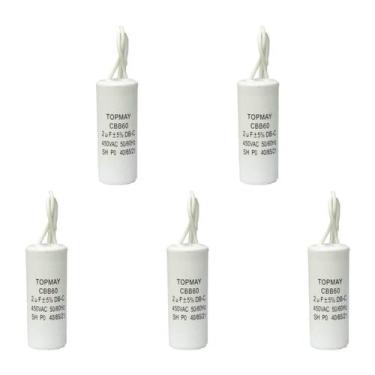 Imagem de 5X Capacitor Partida 2Uf - 450V Para Motor Portão Ventilador - Chipsce